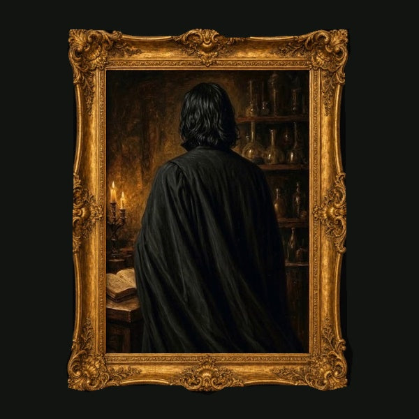 The Cursed Portrait in its ornate gold frame on a charcoal background.